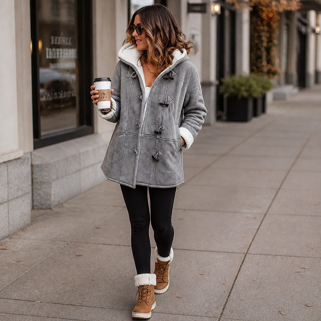 Plushbelle Faux Shearling Coat - Women's Hooded Winter Coat