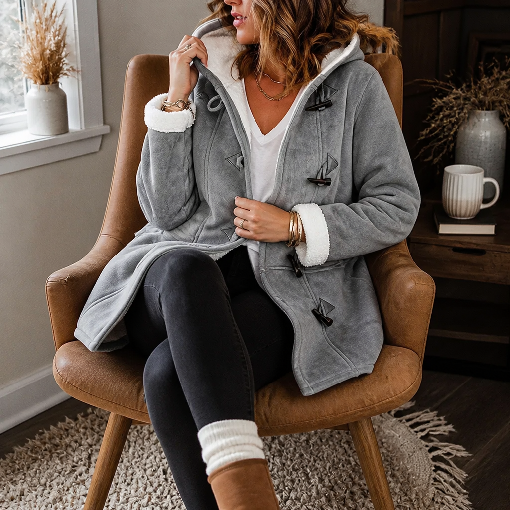 Plushbelle Faux Shearling Coat - Women's Hooded Winter Coat