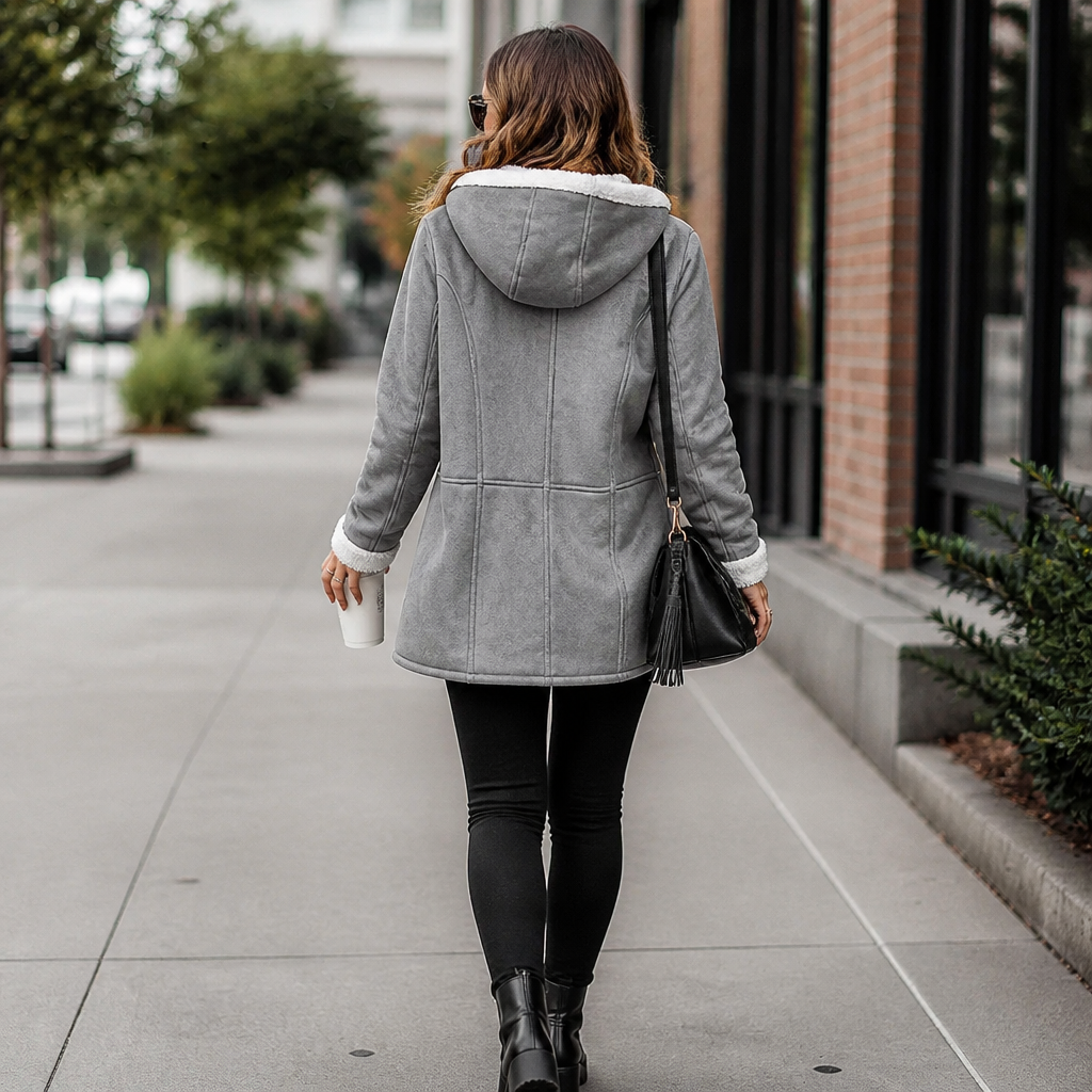 Plushbelle Faux Shearling Coat - Women's Hooded Winter Coat