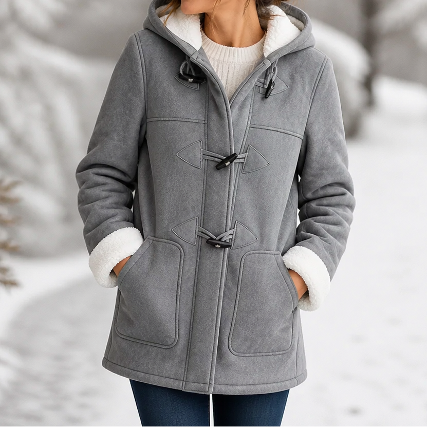 Plushbelle Faux Shearling Coat - Women's Hooded Winter Coat