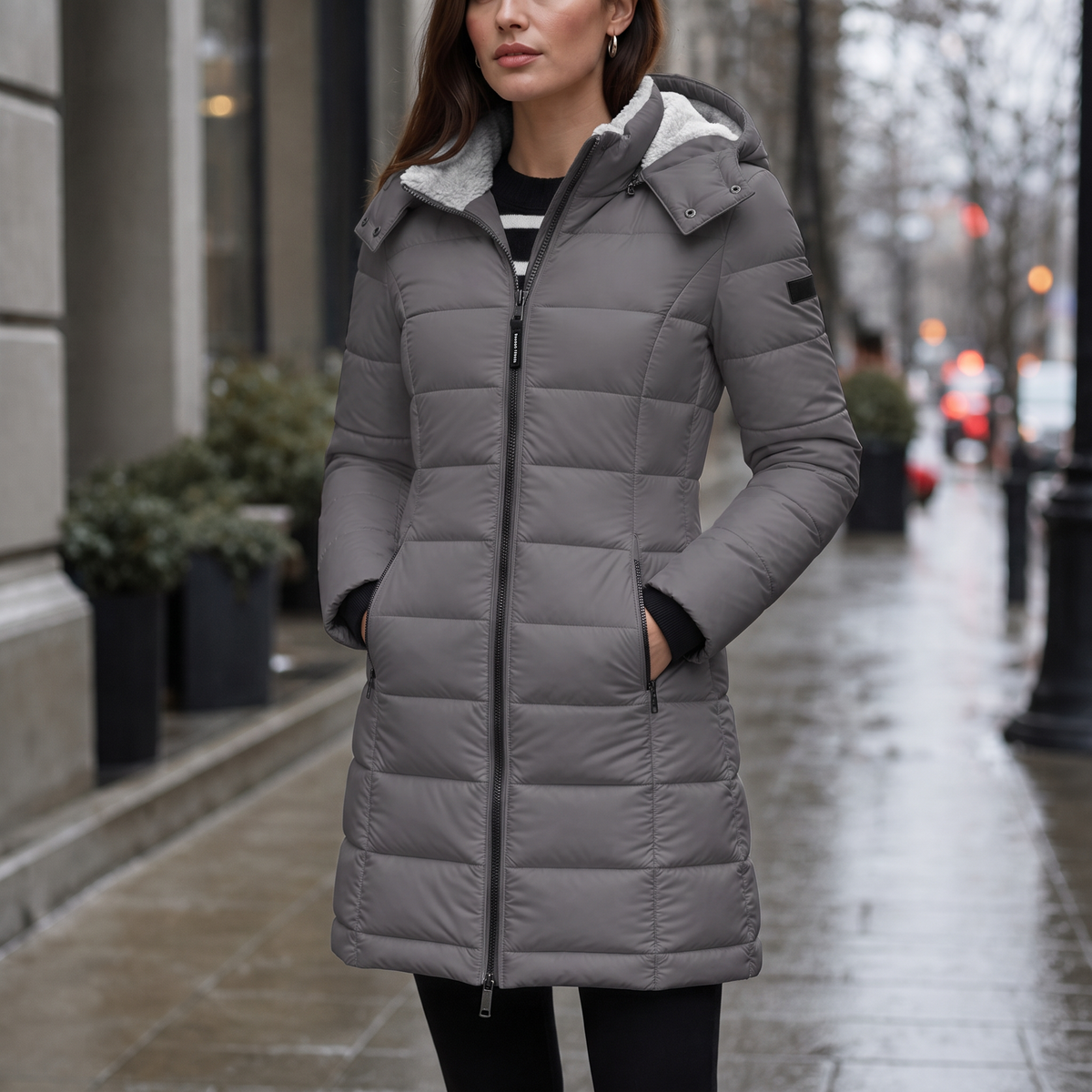 Wearbella Puffer Jacket - Women's Mid Length Hooded Puffer