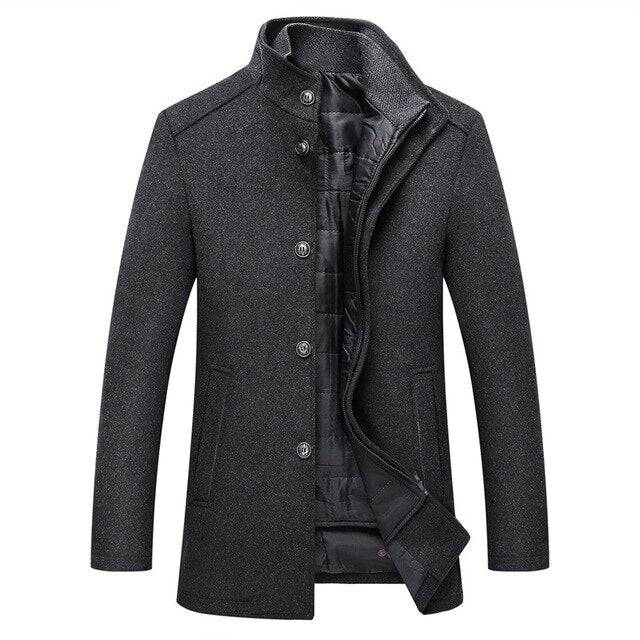 Single Breasted Thick Wool Coat - Men's Winter Coat