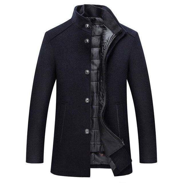 Single Breasted Thick Wool Coat - Men's Winter Coat