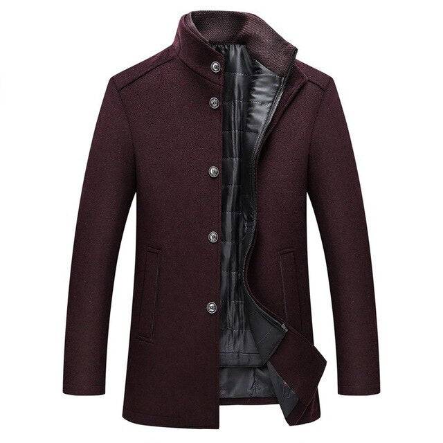 Single Breasted Thick Wool Coat - Men's Winter Coat