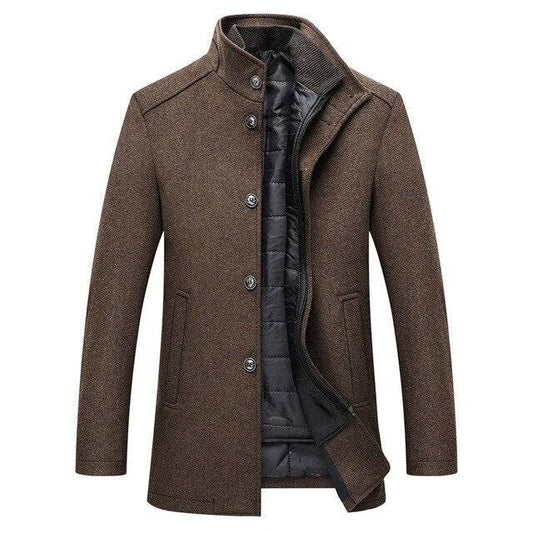 Single Breasted Thick Wool Coat - Men's Winter Coat