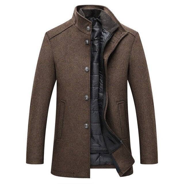 Single Breasted Thick Wool Coat - Men's Winter Coat