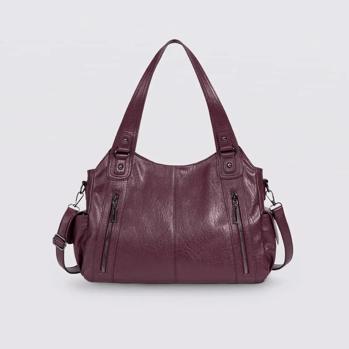Everyday Tote - Black Vegan Leather Women's Shoulder Bag