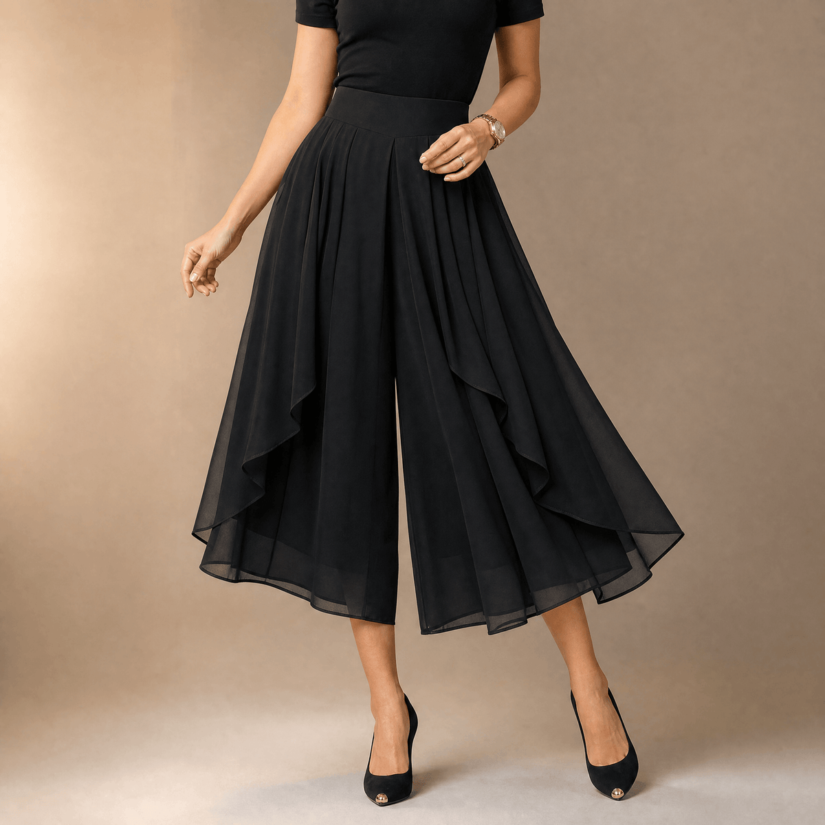 Sevella Culottes - Women's High Waist Chiffon Skirt Pants