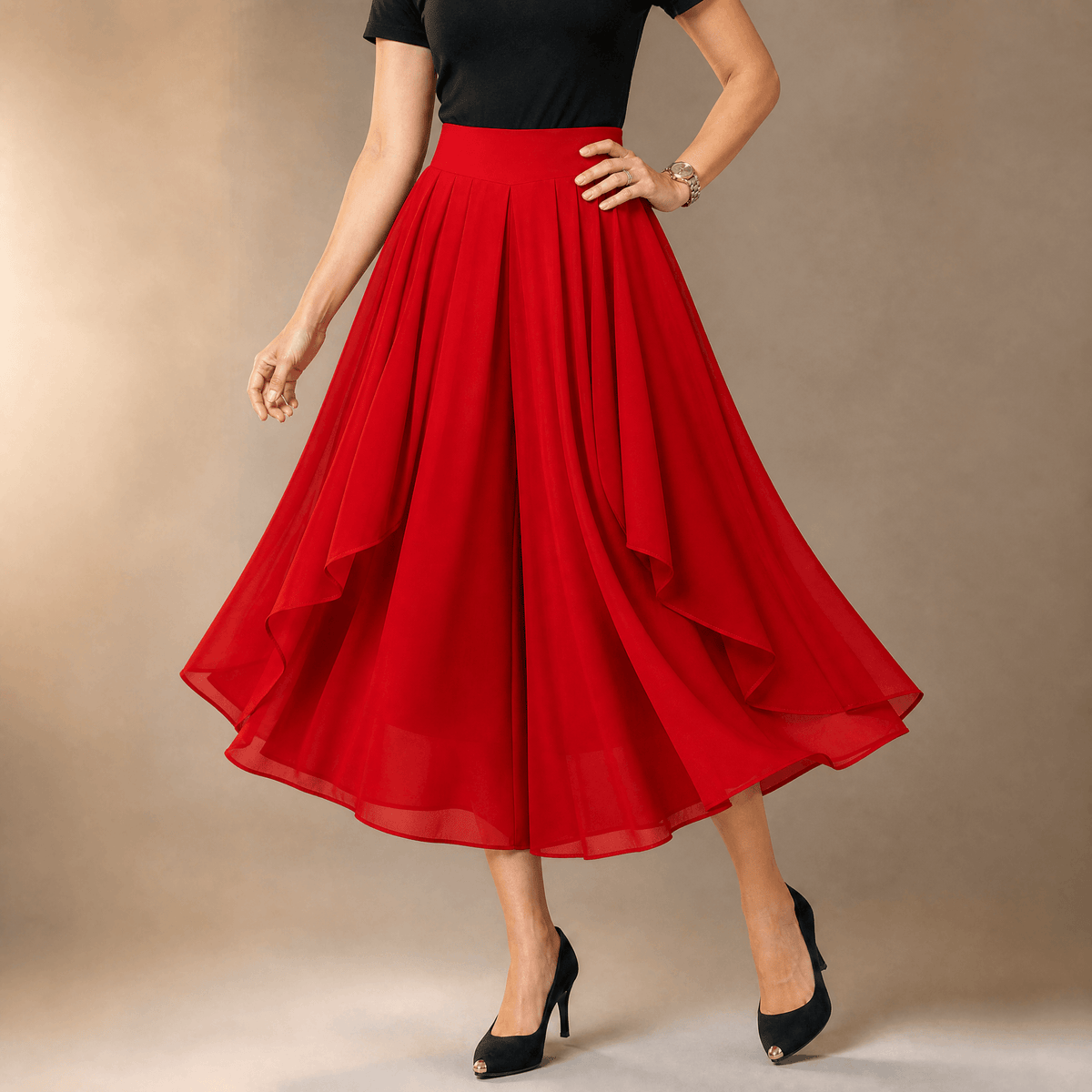Sevella Culottes - Women's High Waist Chiffon Skirt Pants