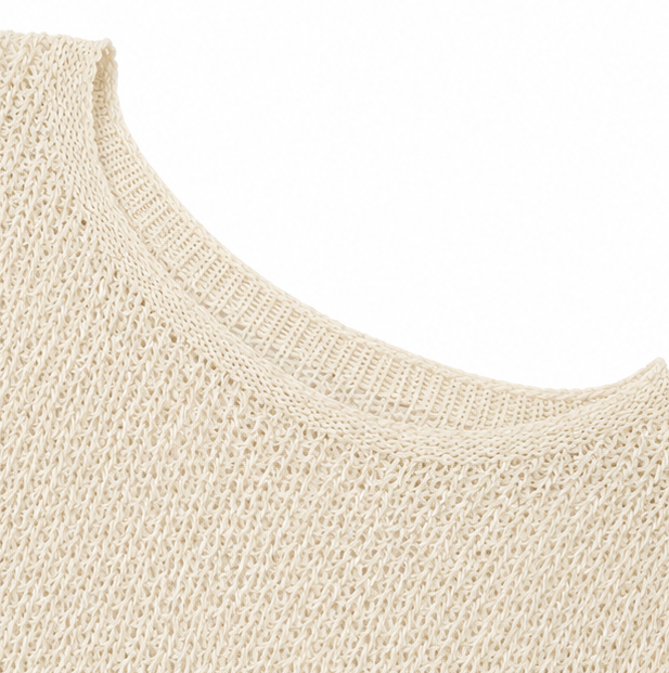 Solvera Open Knit Top - Women's Batwing High Low Top