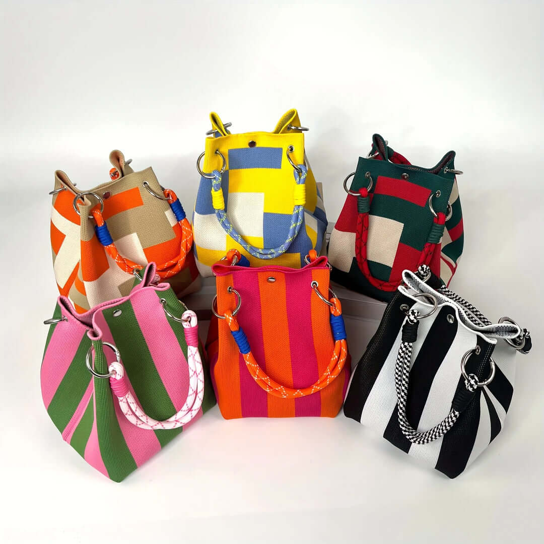 Victoria Bucket Bag - Woven Rope Handle Women's Handbag