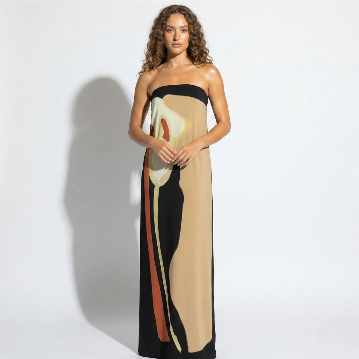 Strapless Maxi Dress - Women's Bandeau Sculpted Dress