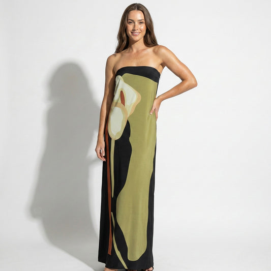 Strapless Maxi Dress - Women's Bandeau Sculpted Dress