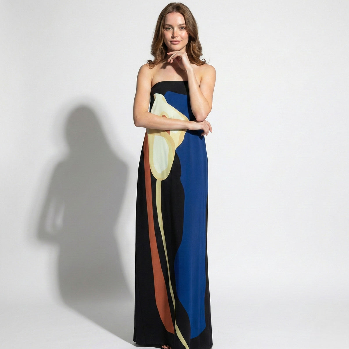 Strapless Maxi Dress - Women's Bandeau Sculpted Dress