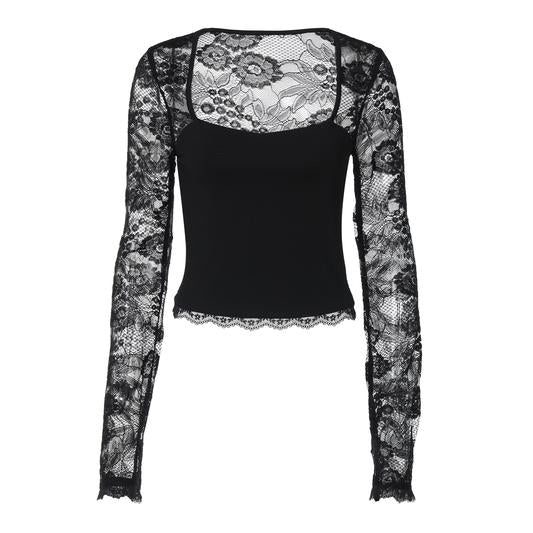 Lacelle Lace Sleeve Top - Women's Floral Lace Top