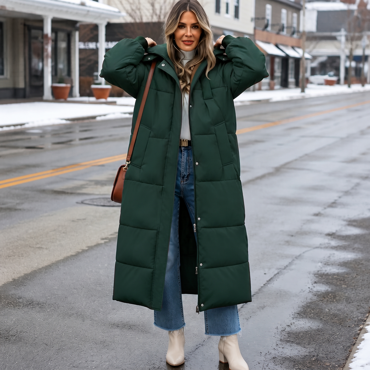Wearbella Long Hooded Puffer Coat - Women's Winter Coat