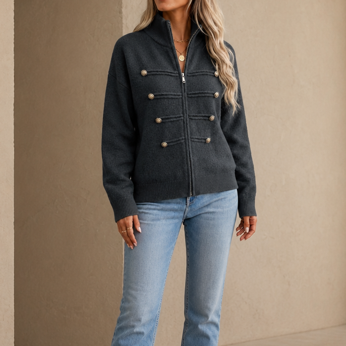 Mayfield Military Knit Cardigan - Gold Button Women's Knit