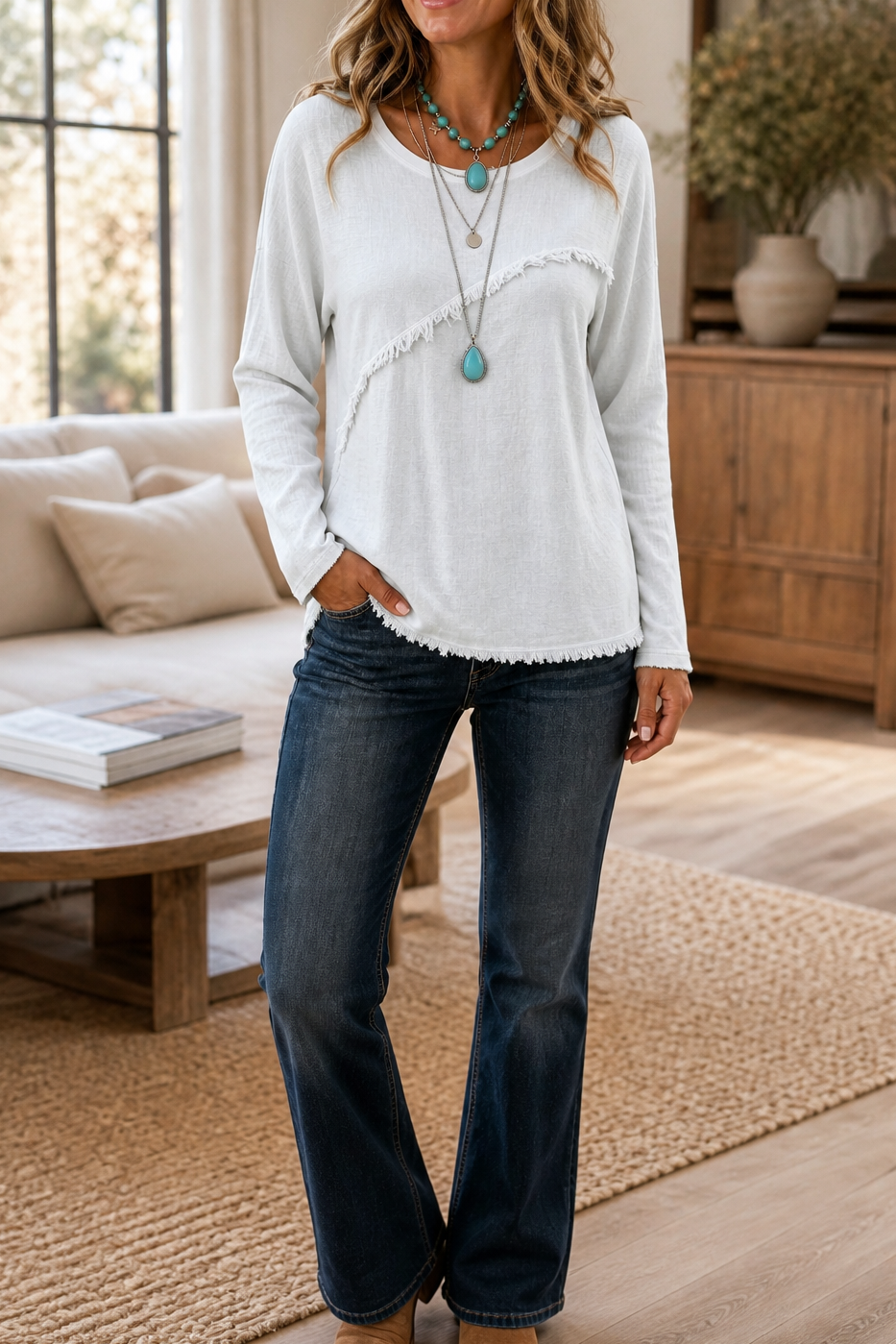 Fringewalk Fringe Sweater - Women's Crew Neck Jumper