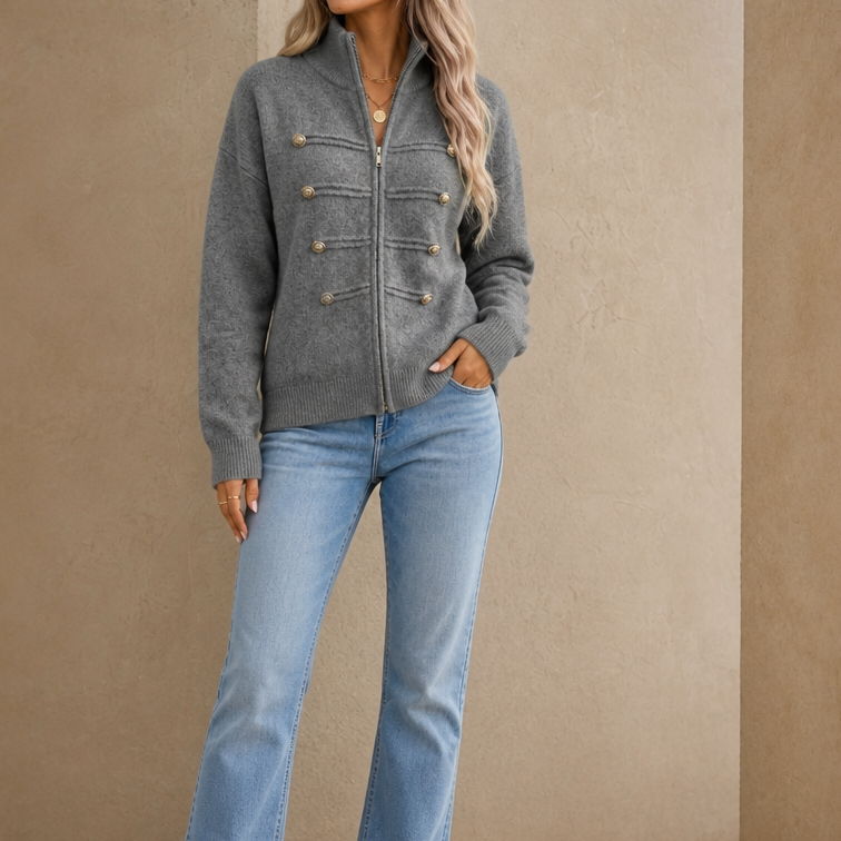 Mayfield Military Knit Cardigan - Gold Button Women's Knit