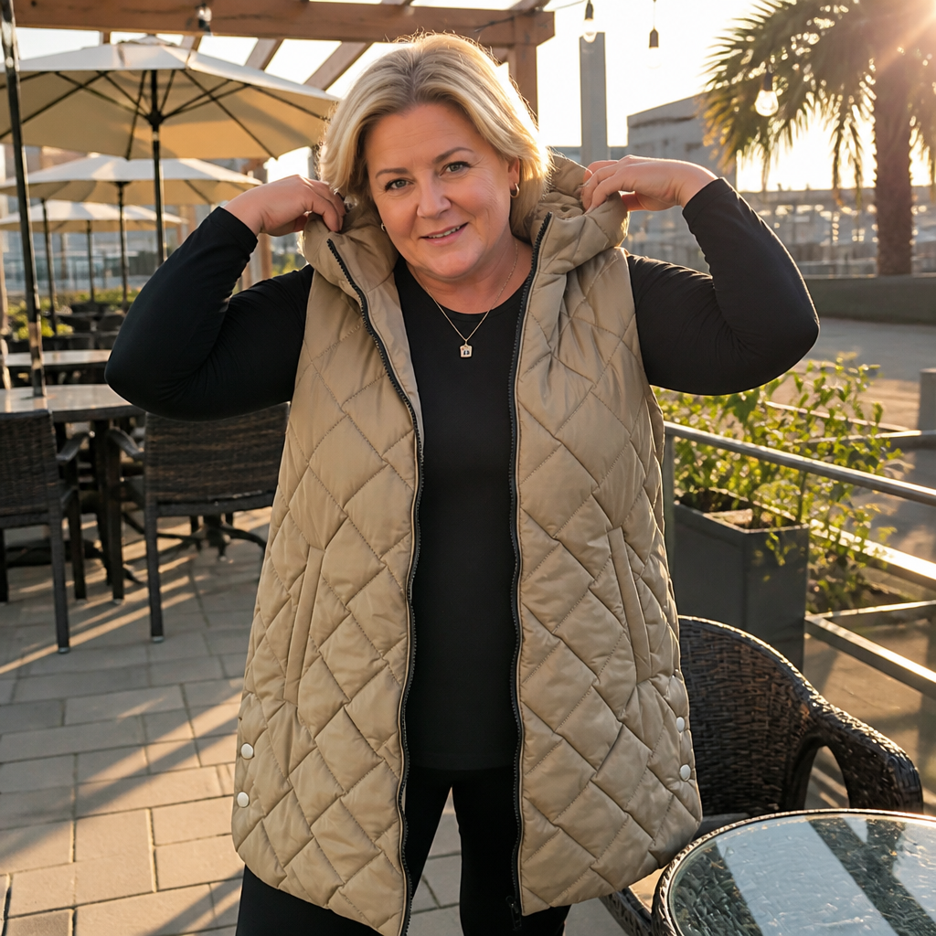 Quilted Ease Longline Gilet - Hooded Women's Quilted Vest