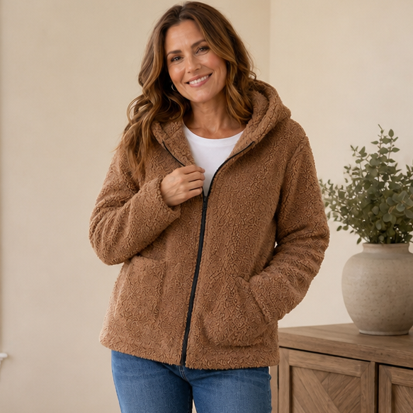 Cozyelle Fleece Hooded Jacket - Women's Plush Zip Jacket