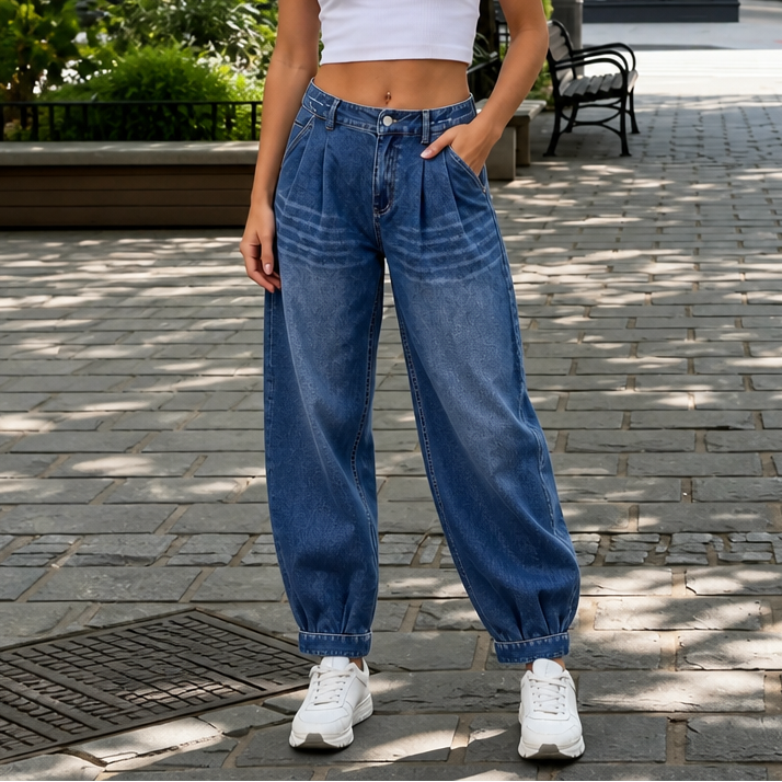 Slouchden Harem Jeans - Tapered Elastic Back Women's Jeans