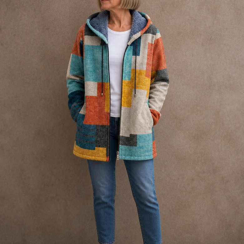 Patchwork Muse Hooded Cardigan - Colourful Women's Knit