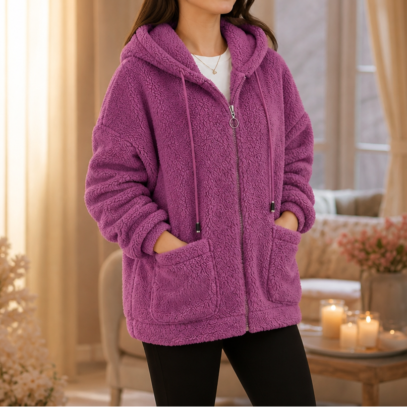 Cozamora Sherpa Fleece Zip-Up Hoodie - Women's Oversized