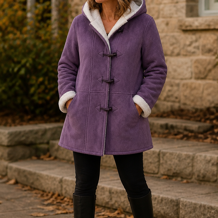 Plushbelle Faux Shearling Coat - Women's Hooded Winter Coat