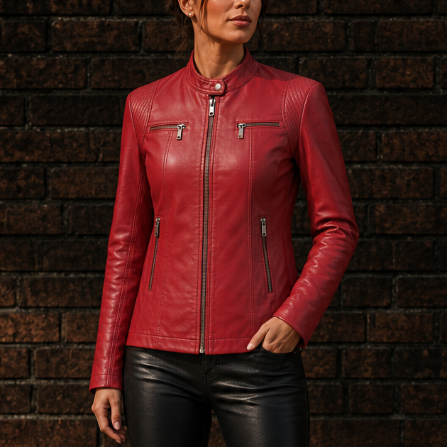 Sillette Cropped Faux Leather Jacket - Women's Moto Jacket