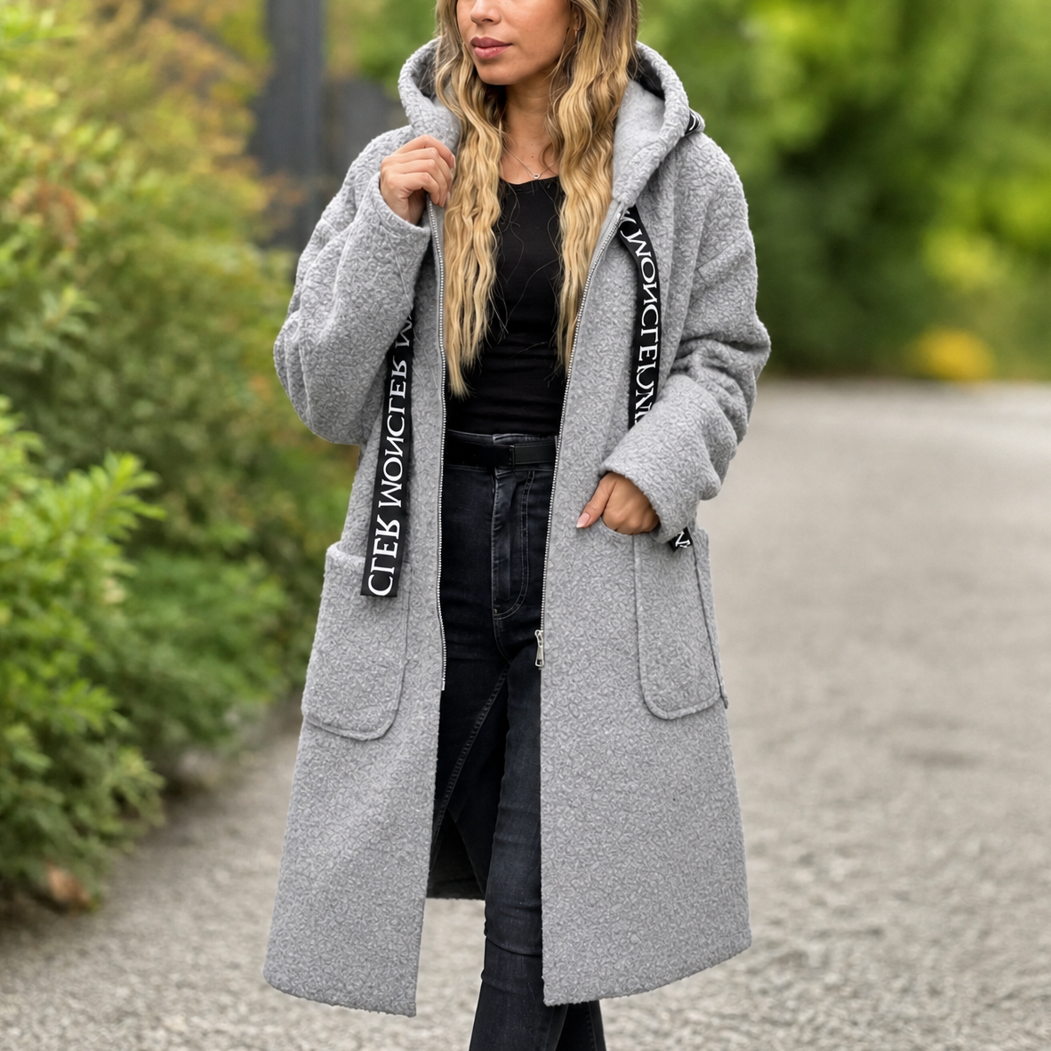 Wearbella Hooded Long Coat - Zip Front Women's Coat