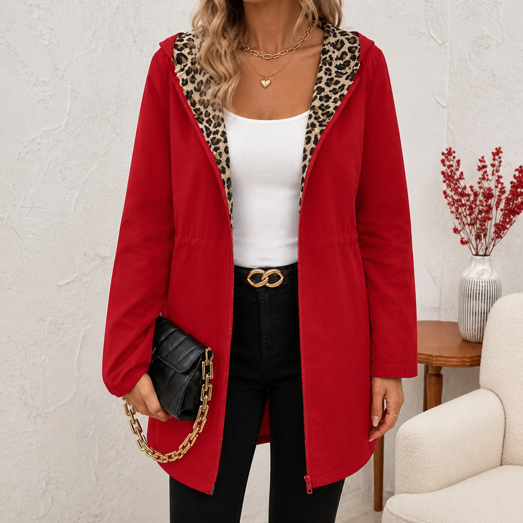Wearbella Reversible Coat - Women's Leopard Print Hooded