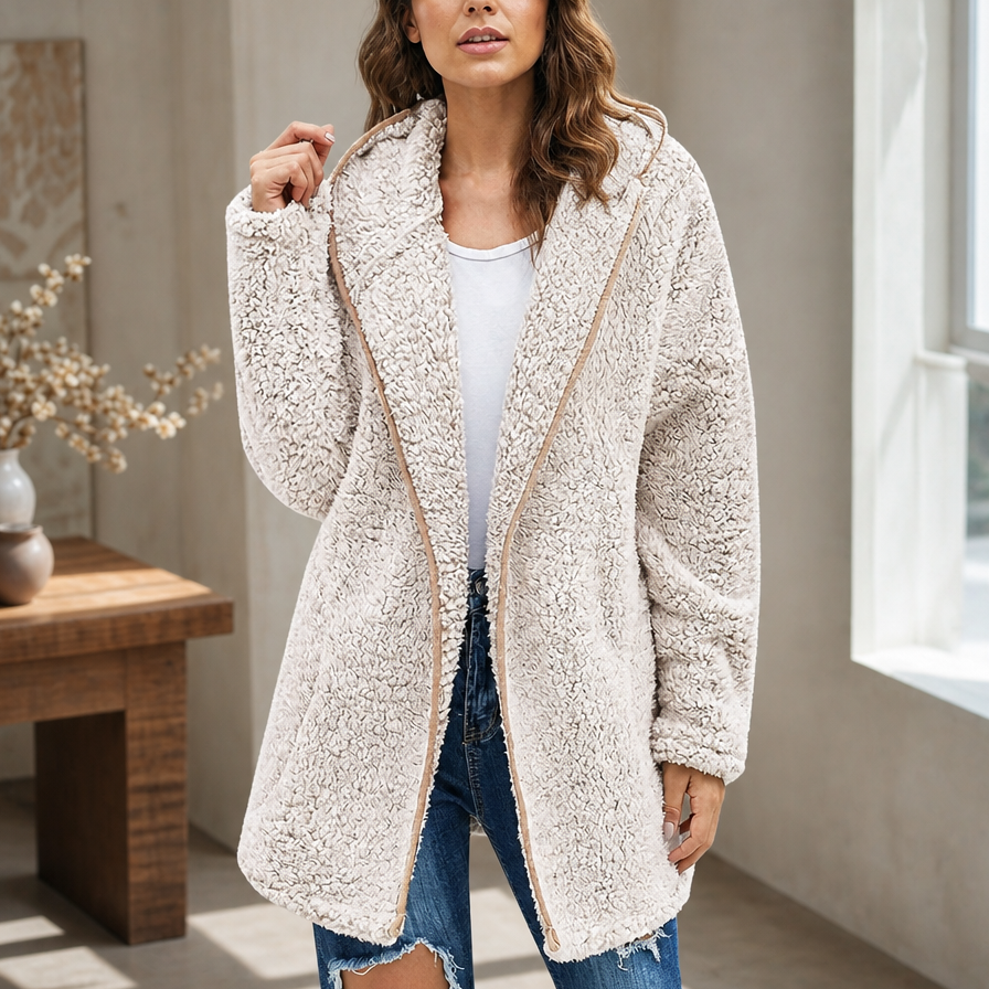 Cozyelle Plush Hooded Cardigan - Women's Fleece-Look Knit
