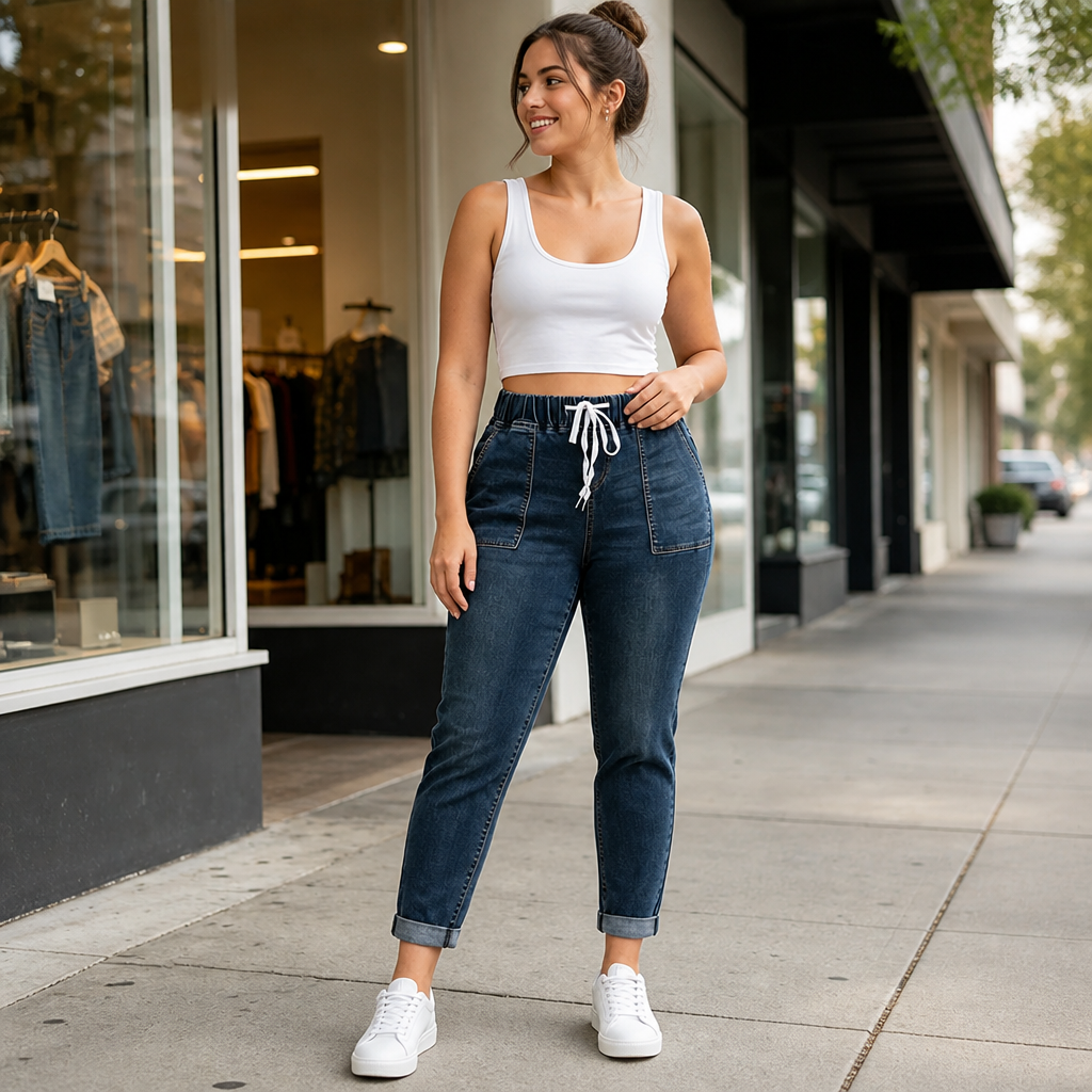 Wearbella Drawstring Jeans - Tapered Stretch Women's Jeans