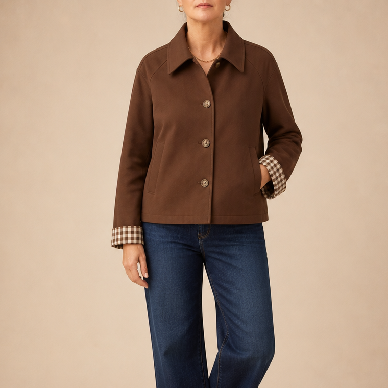 Mayfair Tartan Raglan Coat - Checked Sleeve Women's Coat