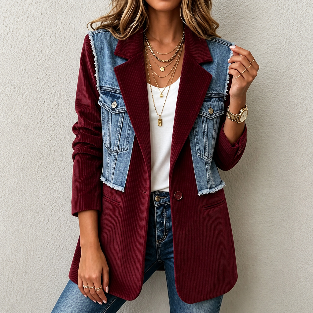 Corvella Denim Corduroy Blazer - Women's Raw Hem Blazer