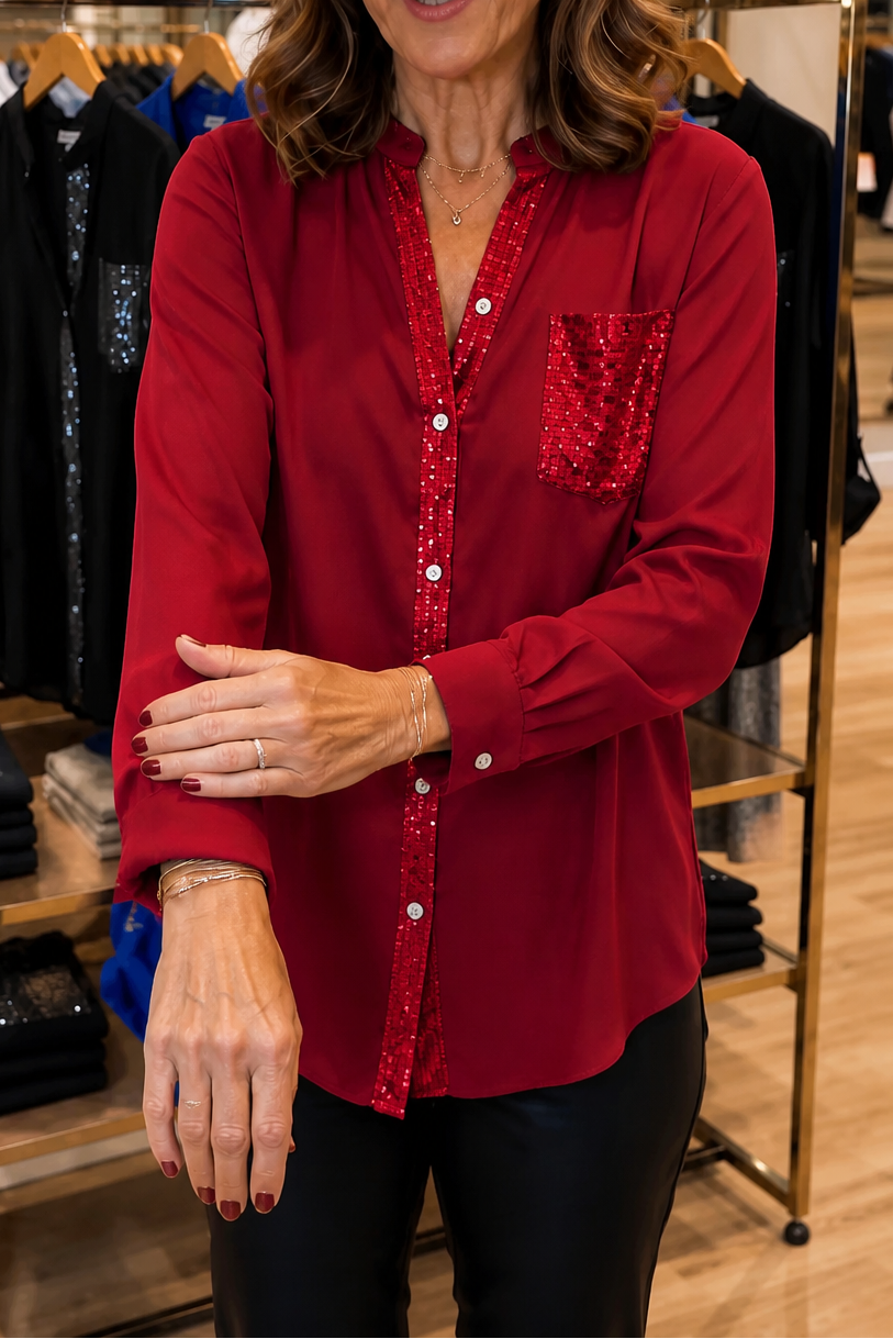 Duskglint Sequin Shirt - Women's Button-Down Top