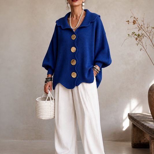 Ribelle Ribbed Cardigan - Wide Sleeve Women's Button Knit