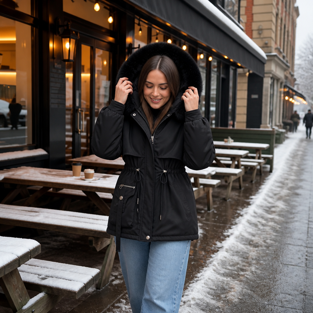 Duvella Faux Fur Hood Puffer Coat - Women's Winter Parka