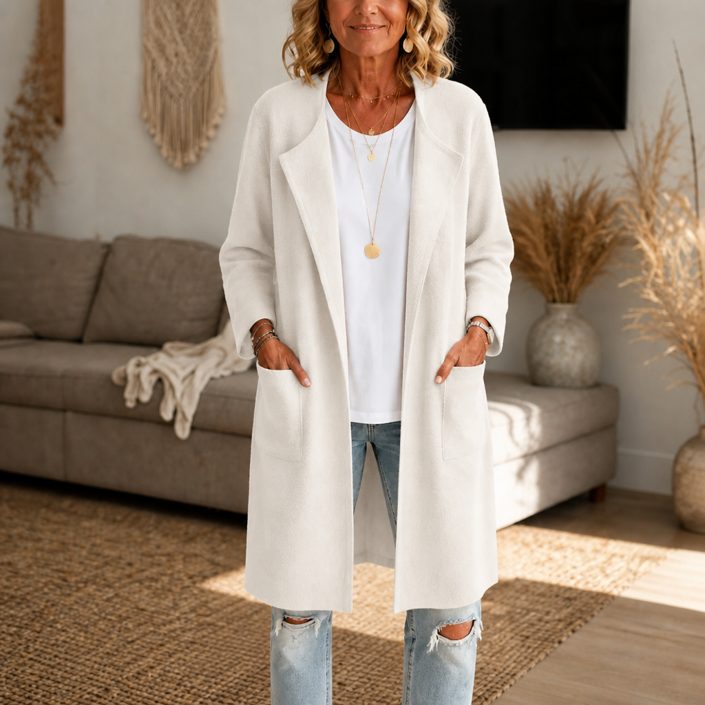 Draperie Open-Front Longline Coat - Women's Wool-Look Coat