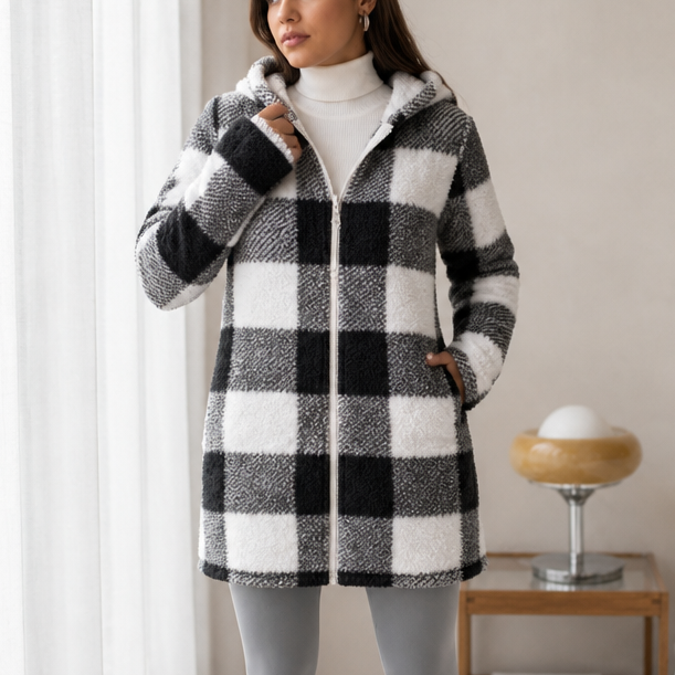 Checkhaven Buffalo Check Jacket - Hooded Zip Women's Coat