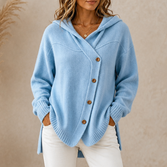 Lunette Wrap Hooded Cardigan - Women's Asymmetric Knit