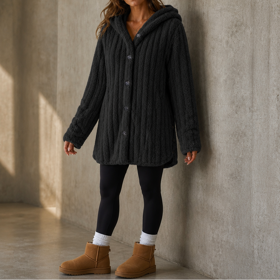 Wearbella Hooded Chunky Knit Cardigan - Women's Button-Up