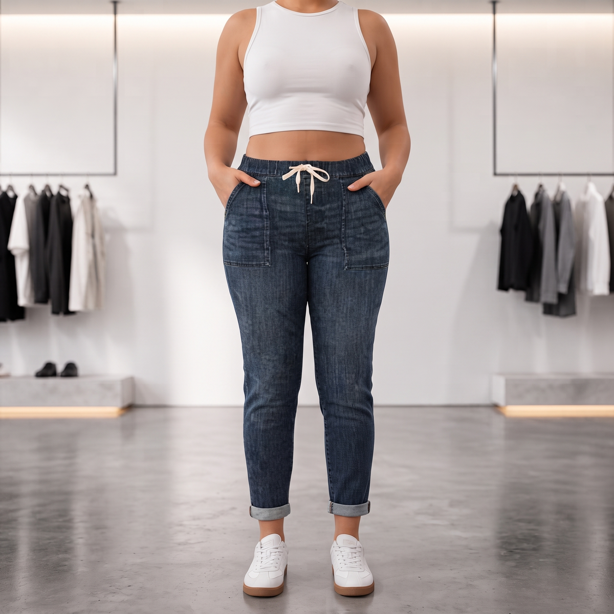 Trouver Denim Joggers - Drawstring Tapered Women's Jeans