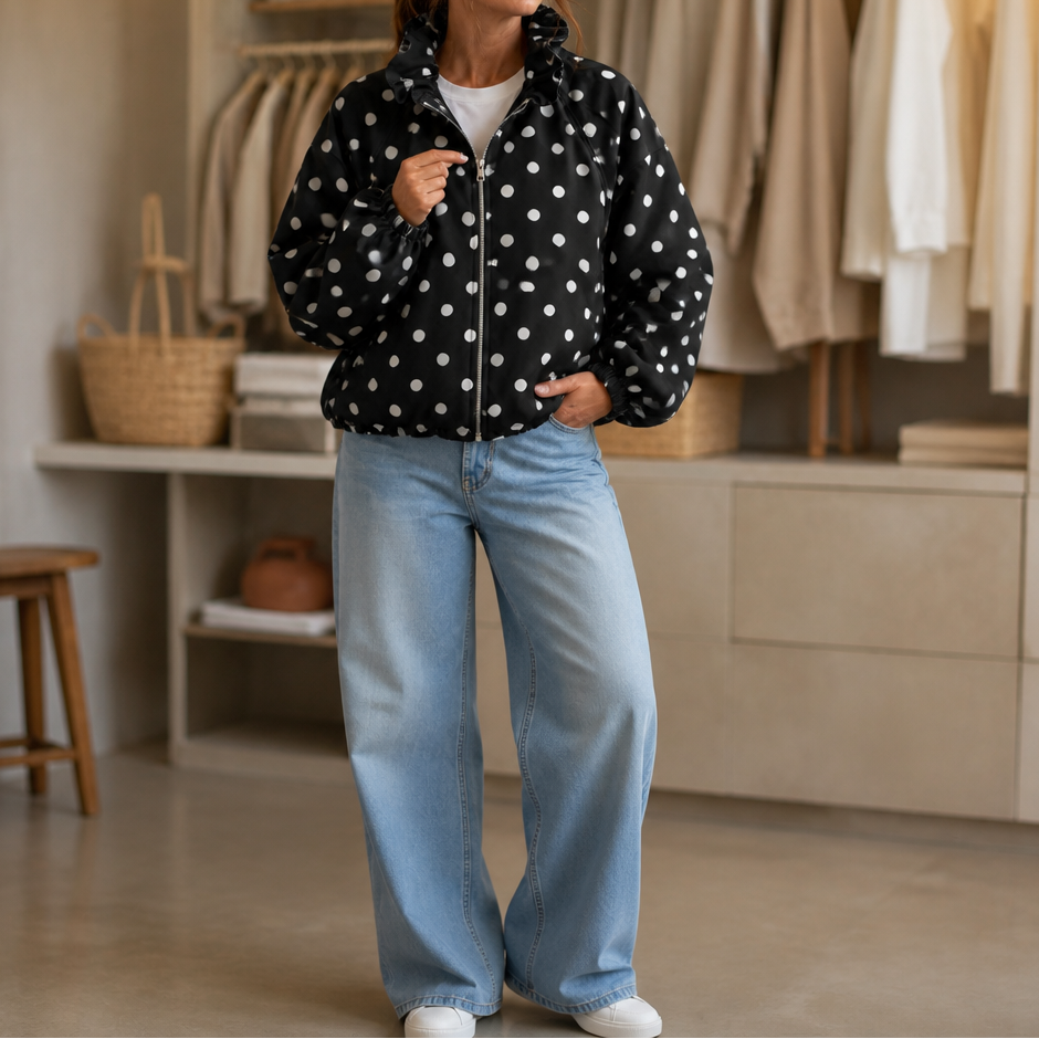PolkaBelle Lantern Sleeve Jacket - Polka-Dot Women's Jacket