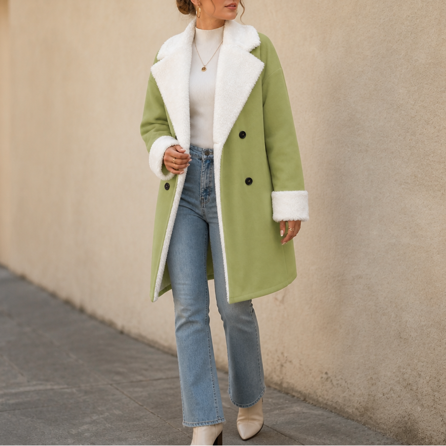 Mayfield Plush-Trim Wool Coat - Longline Women's Coat