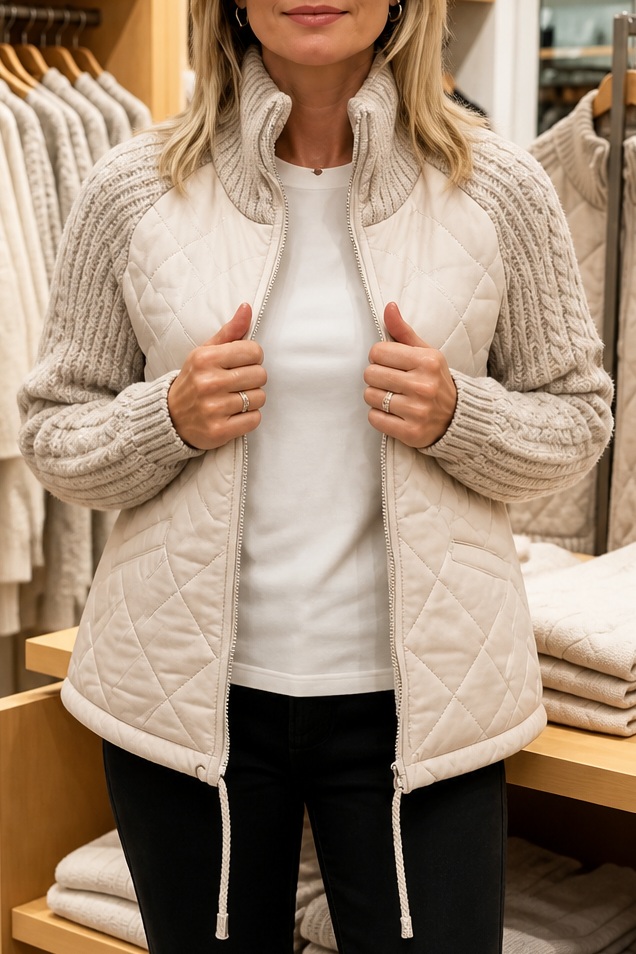 Knitpuff Knit Panel Puffer Jacket - Women's Quilted Jacket