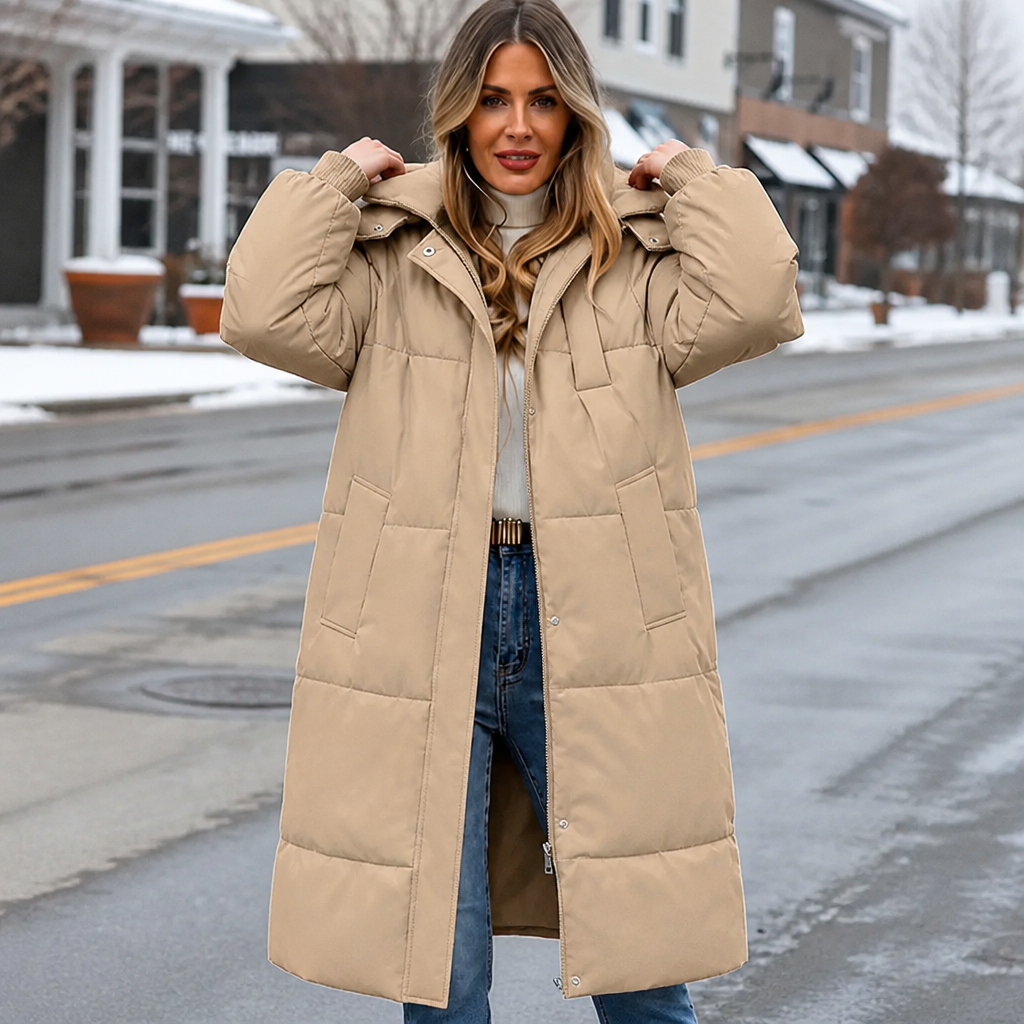 Wearbella Long Hooded Puffer Coat - Women's Winter Coat