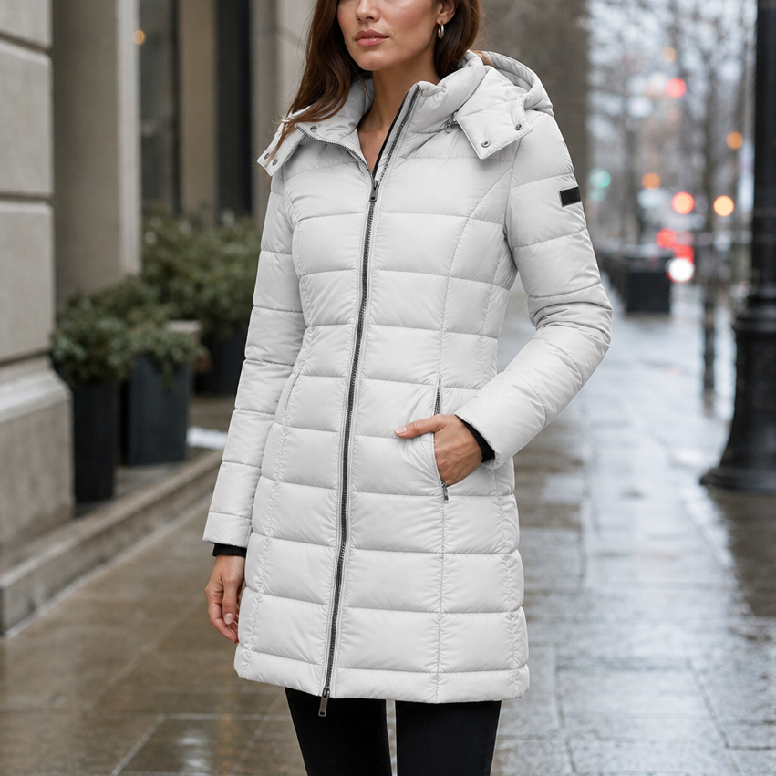 Wearbella Puffer Jacket - Women's Mid Length Hooded Puffer