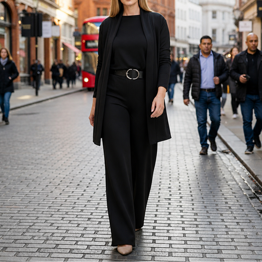 Veloura Cardigan and Trousers Set - Women's 3 Piece Outfit